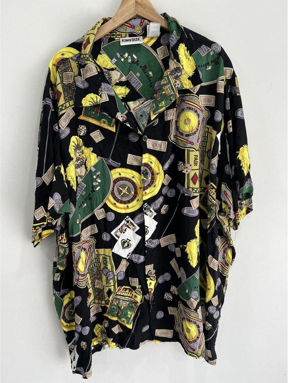 Vintage King Size Casino Hawaiian Shirt Camp Collar 5XL